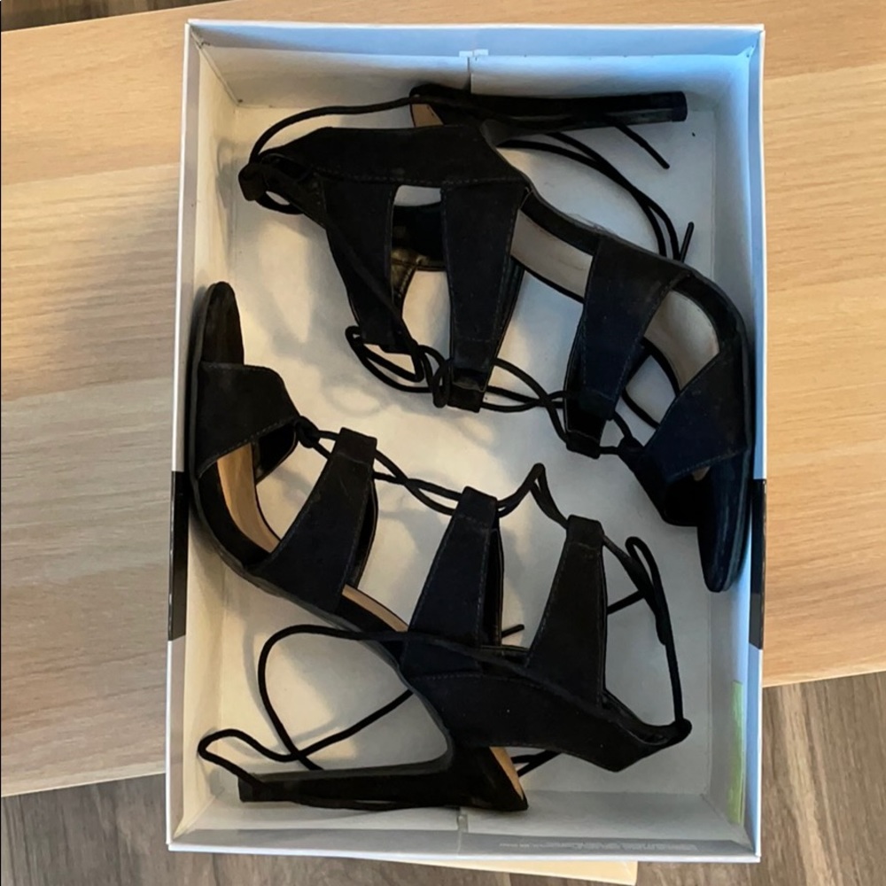 Black lace up heels